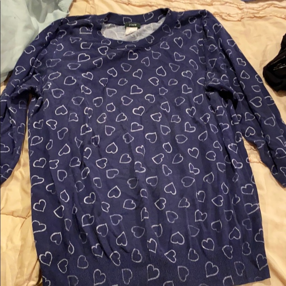 Jcrew Hearts Navy Sweater Size Medium